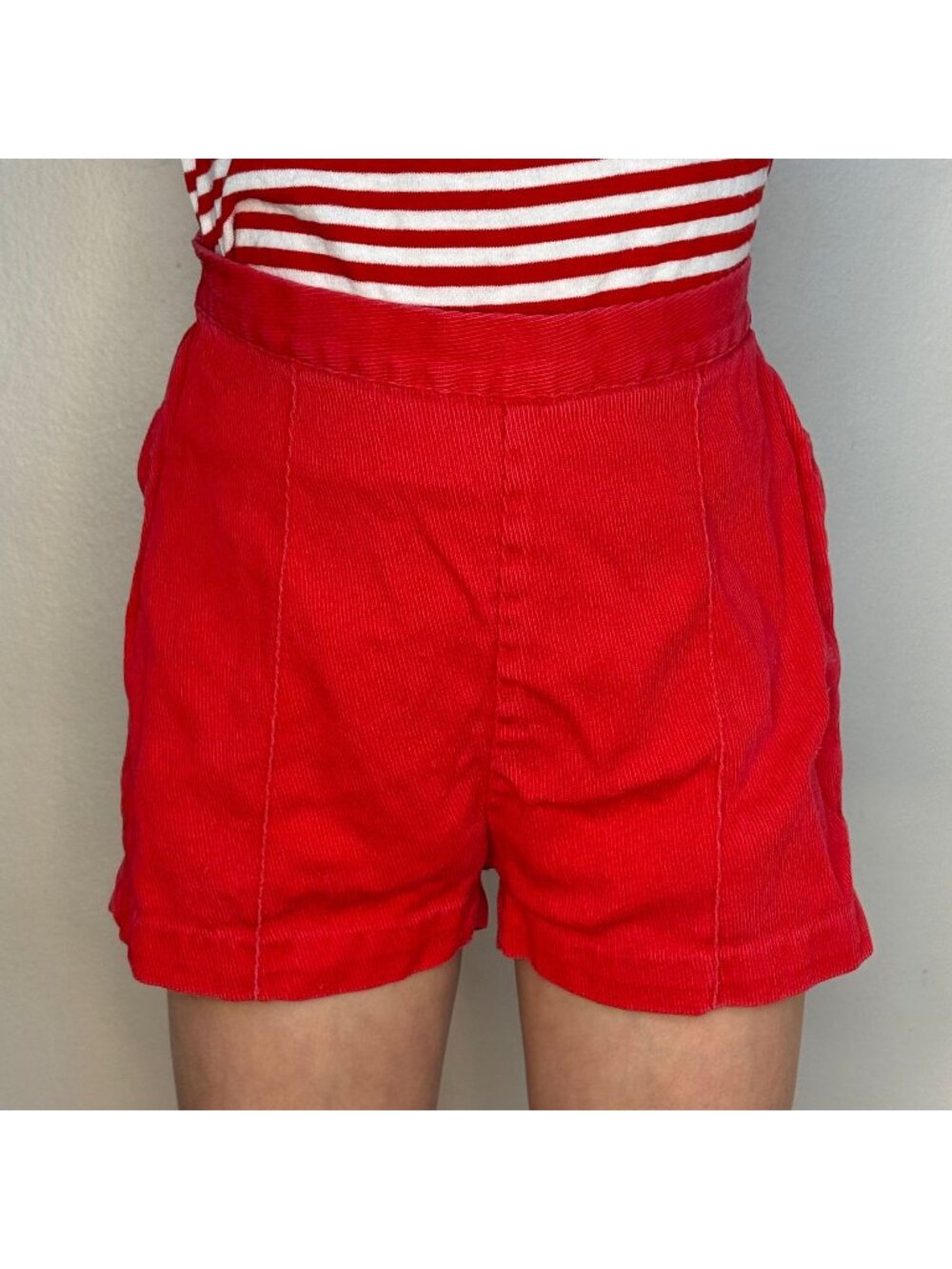 Vintage 1950s Kids Red Shorts, White Stag Size 6/7, High Waisted Back Zip